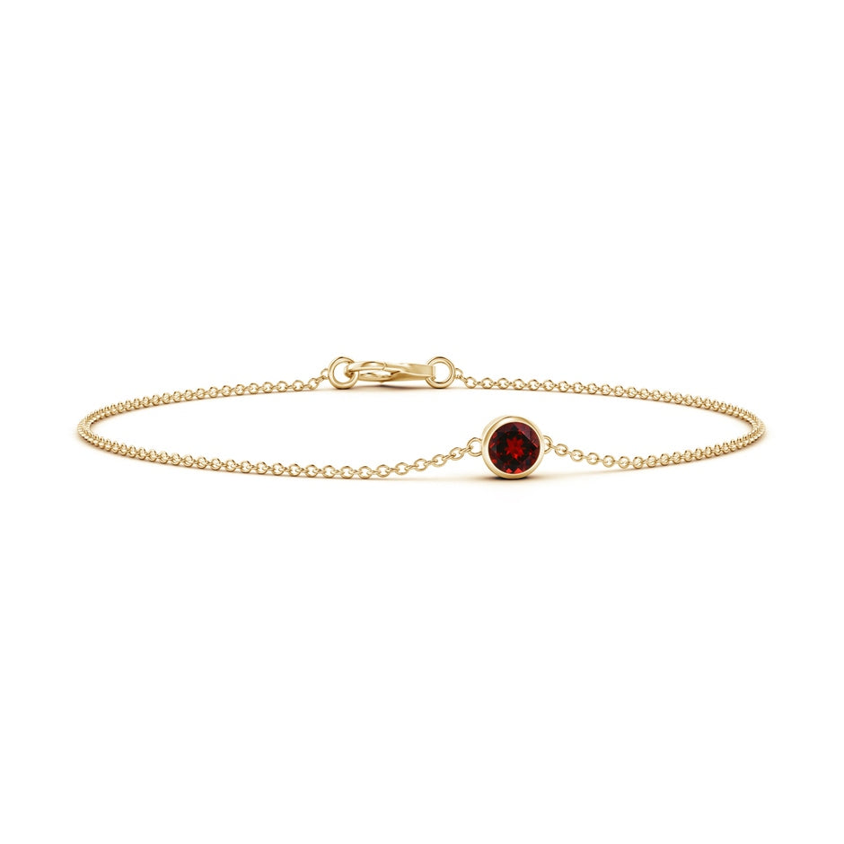 Bezel-Set Round Garnet Chain Bracelet