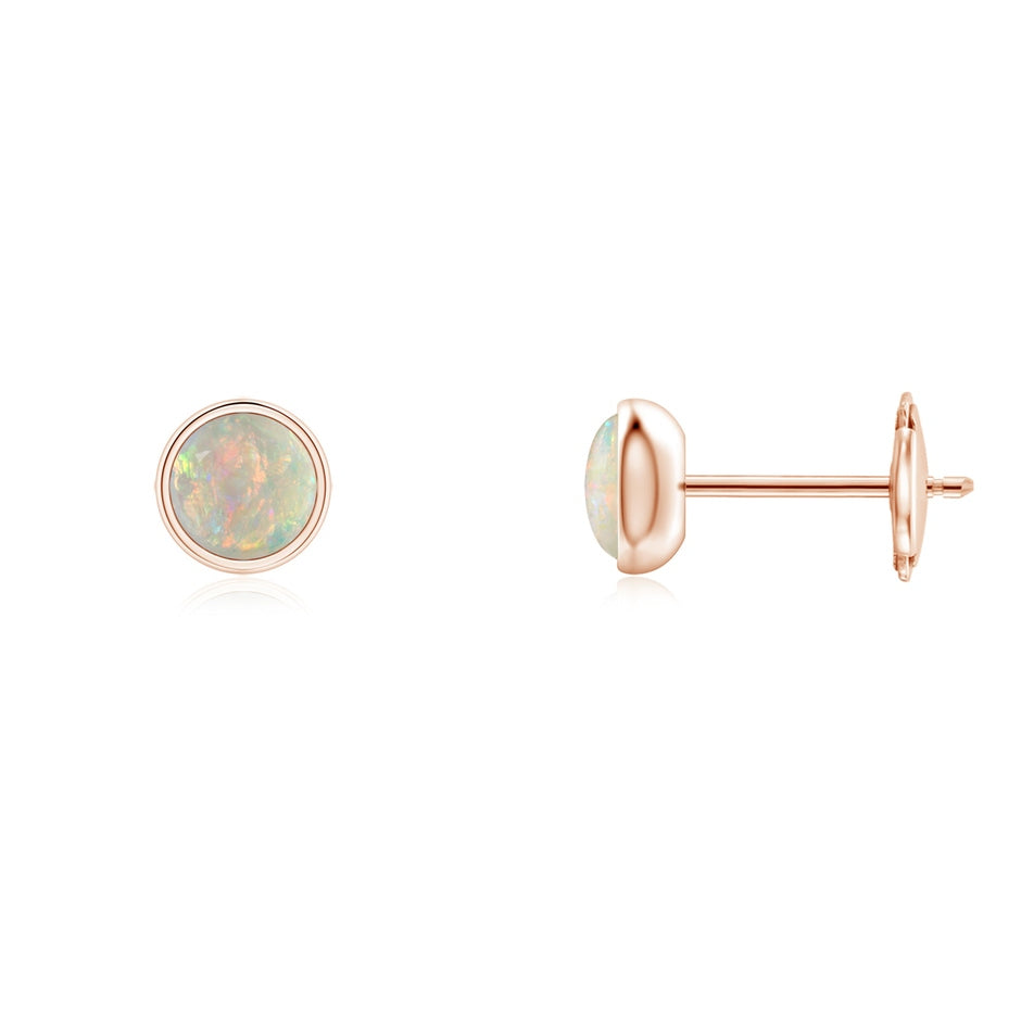 Bezel Set Opal Solitaire Stud Earrings