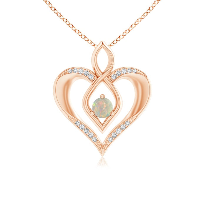 Opal Infinity Heart Pendant with Diamond Accents