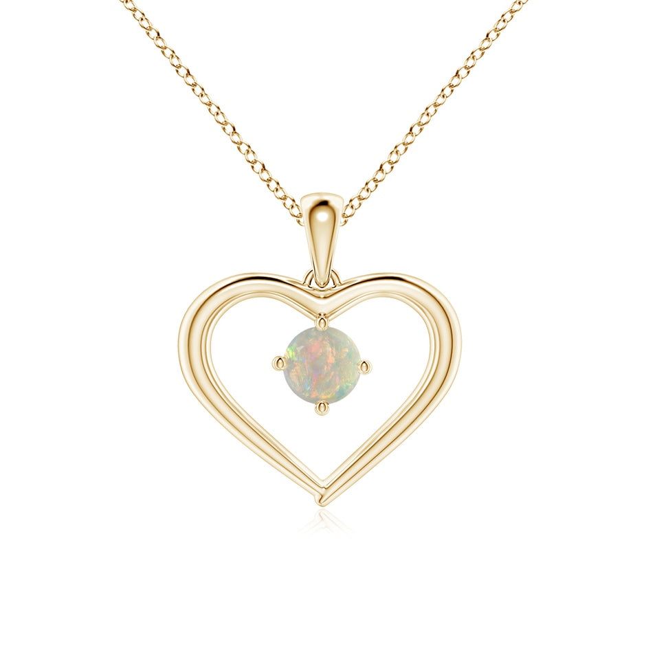 Solitaire Round Opal Open Heart Pendant