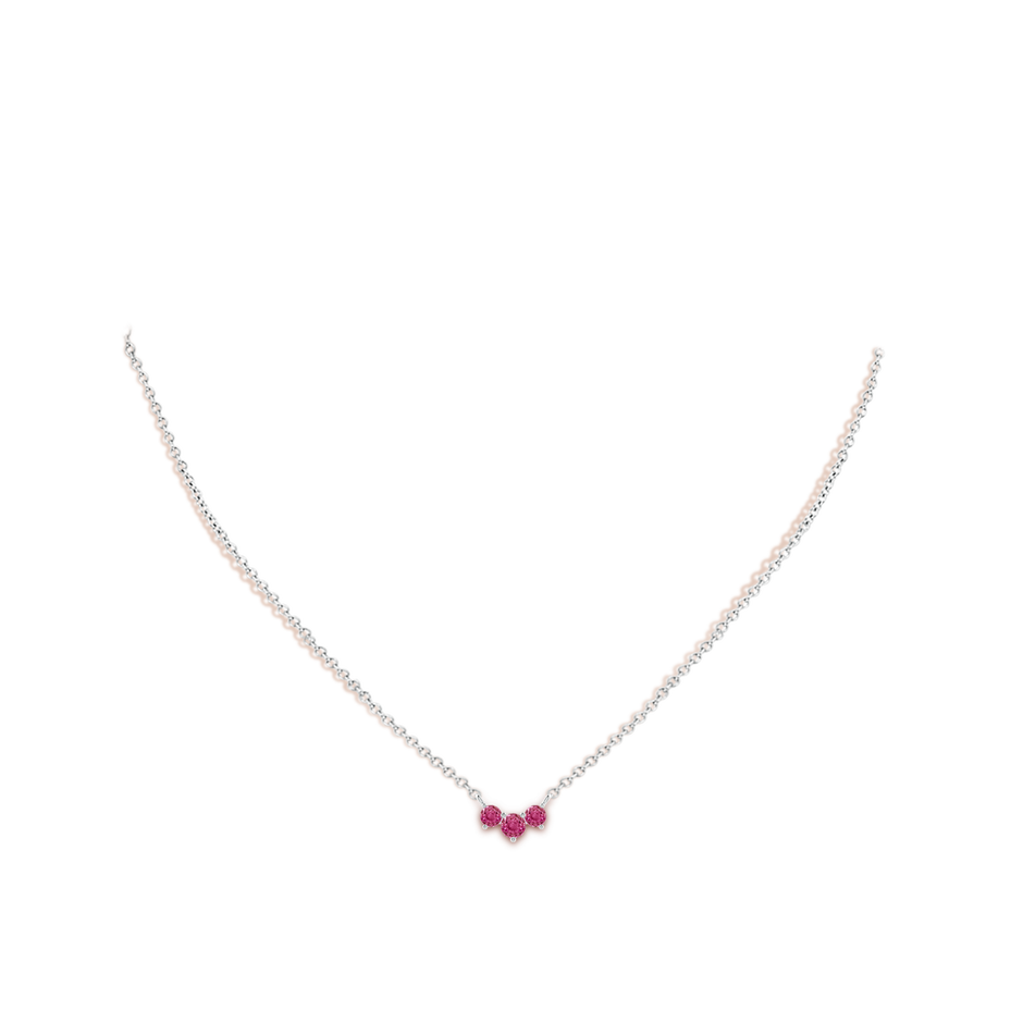 Classic Trio Round Pink Sapphire Necklace