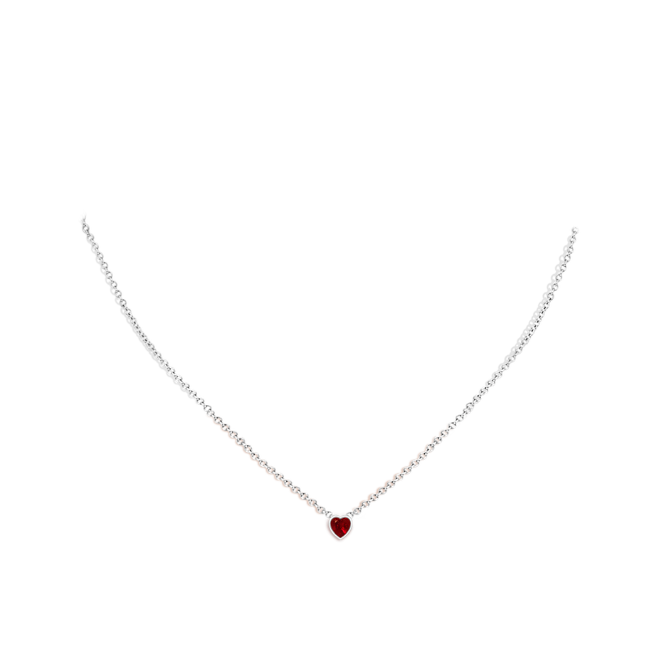 Bezel-Set Solitaire Heart Ruby Pendant