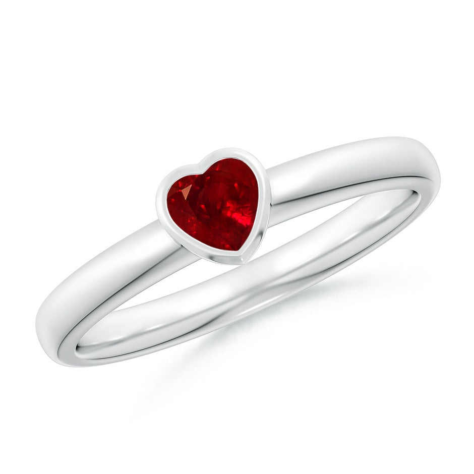 Bezel-Set Solitaire Heart Ruby Promise Ring
