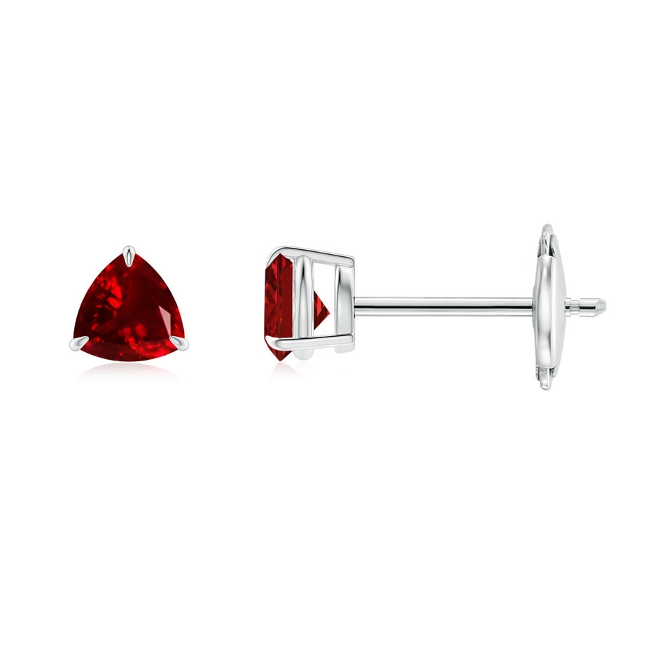 Claw-Set Trillion Ruby Stud Earrings