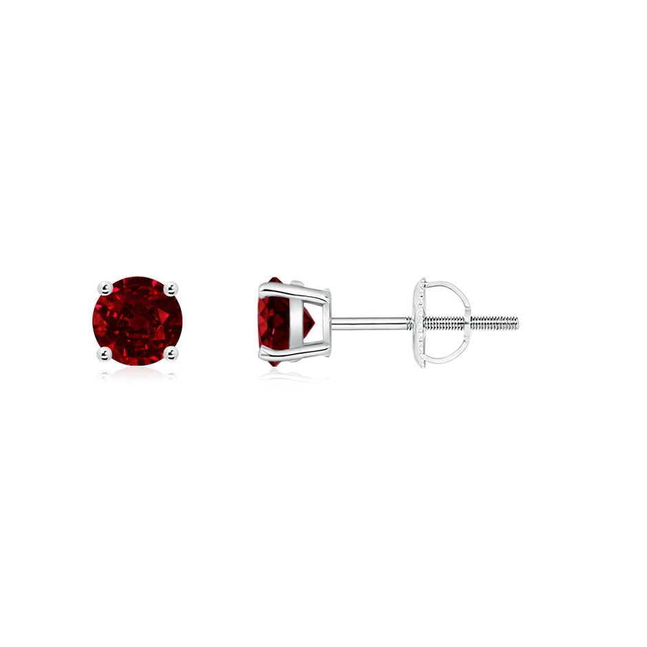 Basket-Set Round Ruby Studs
