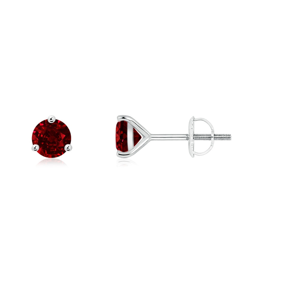 Martini-Set Round Ruby Stud Earrings