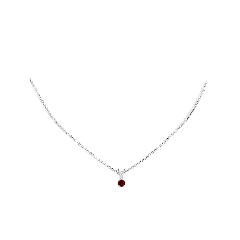 Round Ruby Solitaire V-Bale Pendant with Diamond