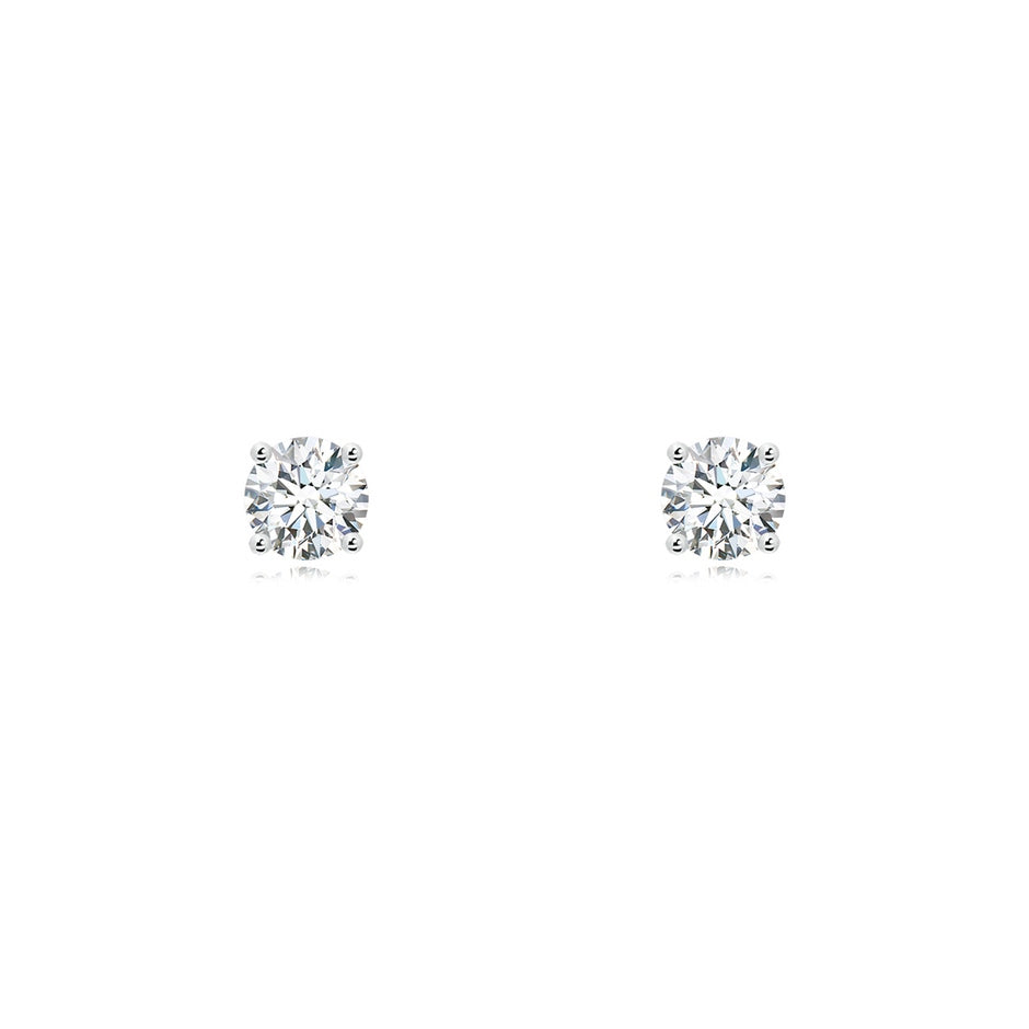 Basket-Set Solitaire Diamond Stud Earrings