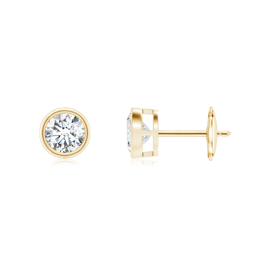 Bezel-Set Diamond Solitaire Stud Earrings