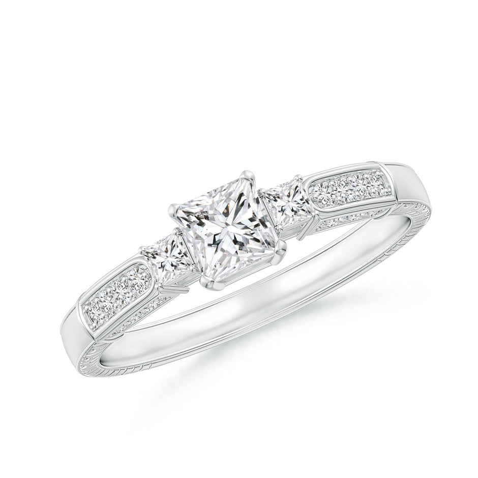 Princess-Cut Diamond Three Stone Ring