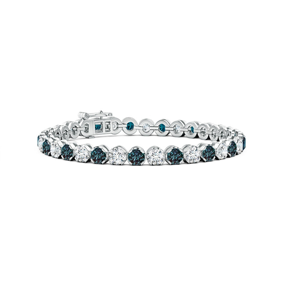 Classic Round Lab-Grown Alexandrite and Diamond Tennis Bracelet