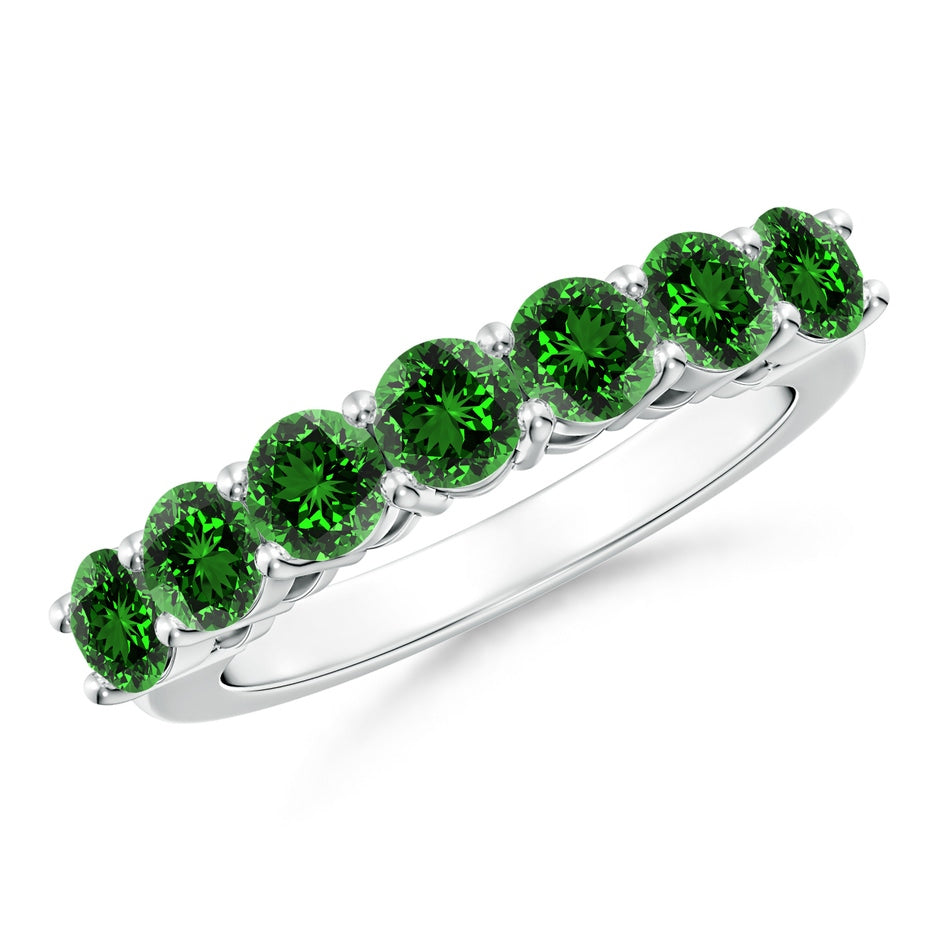 Lab-Grown Half Eternity Seven Stone Emerald Wedding Band