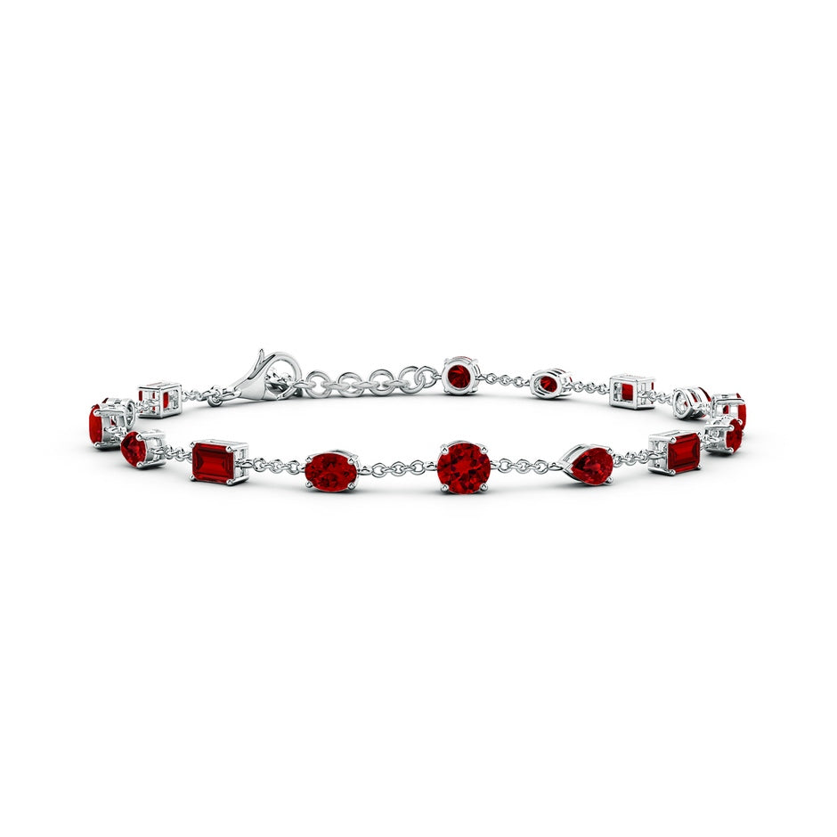 Multi-Shape Lab-Grown Ruby Station Bracelet