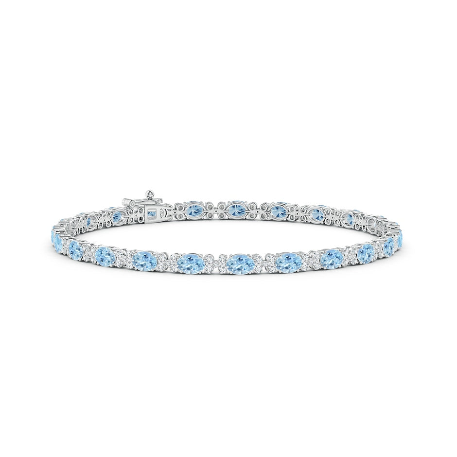 Oval Aquamarine Tennis Bracelet with Diamonds