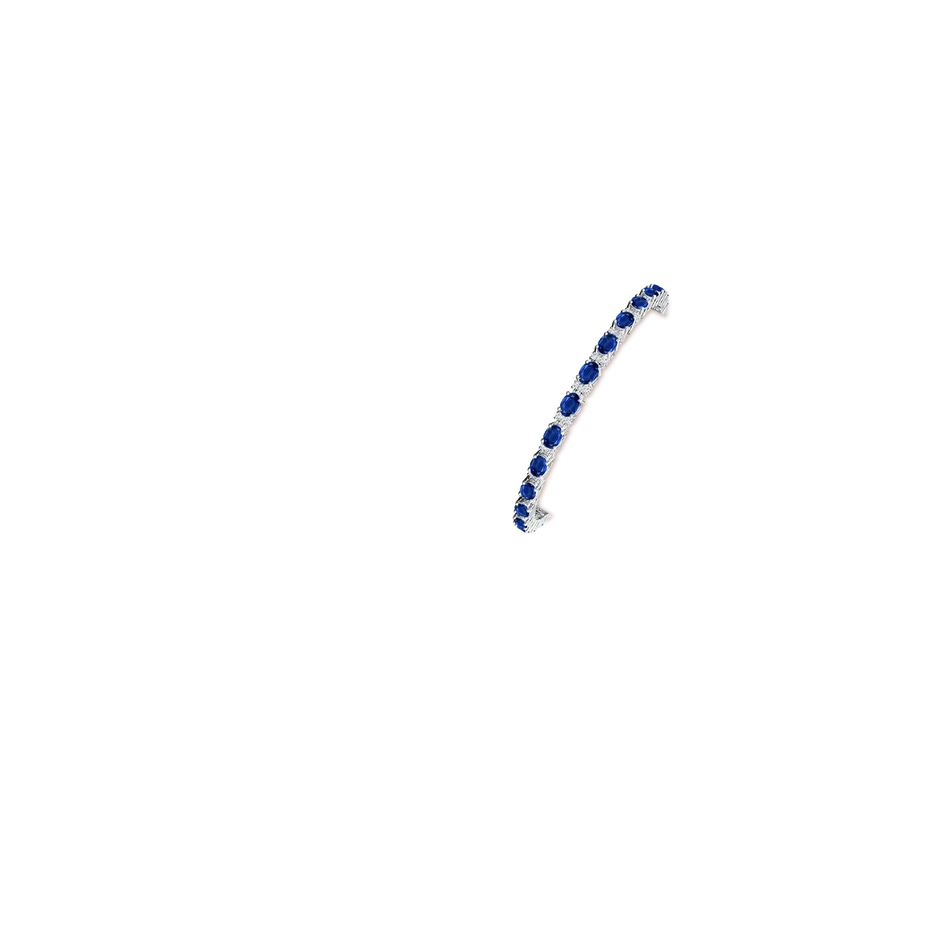 Classic Oval Blue Sapphire and Diamond Tennis Bracelet