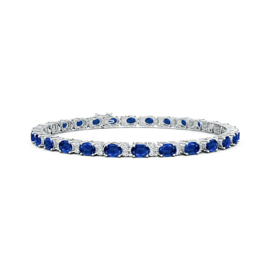 Classic Oval Blue Sapphire and Diamond Tennis Bracelet