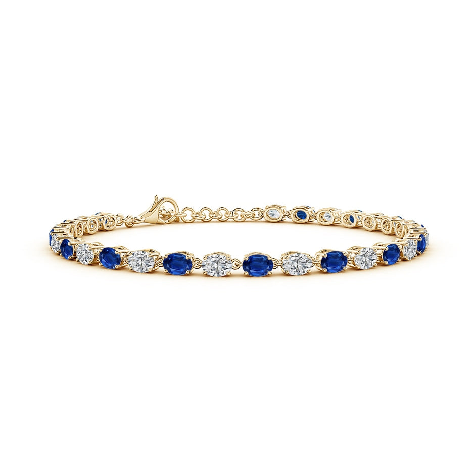 Prong-Set Oval Blue Sapphire and Diamond Tennis Link Bracelet