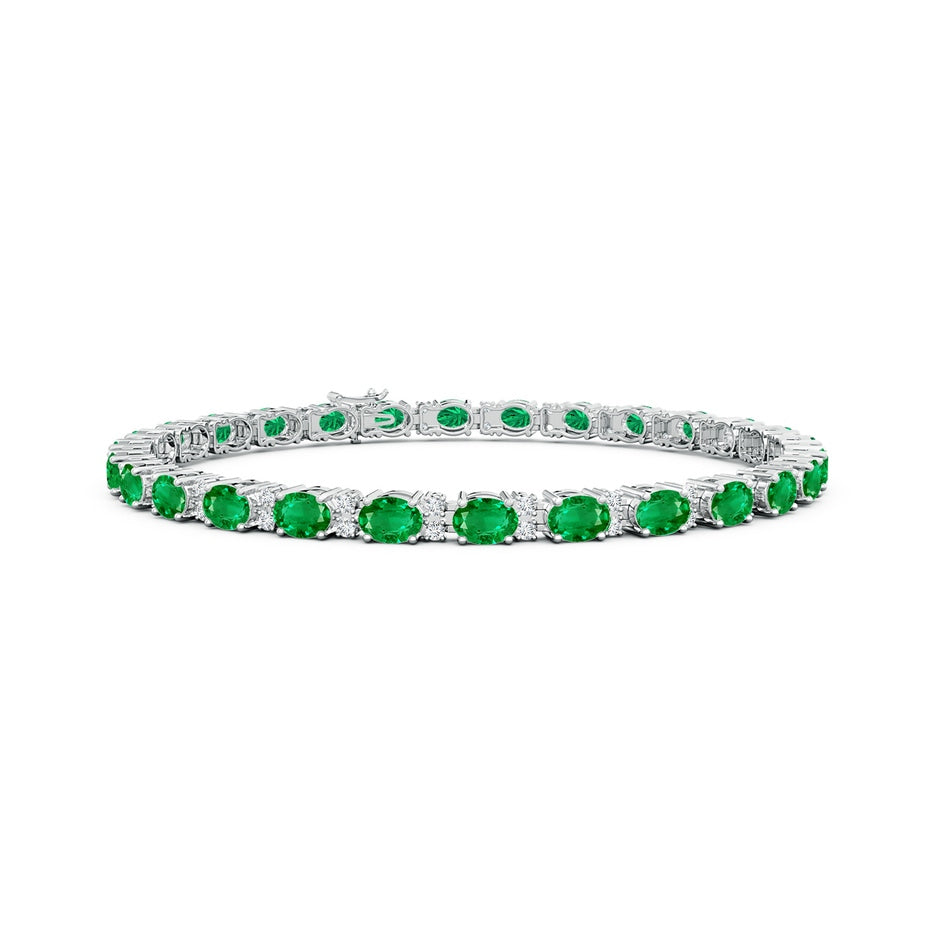 Classic Oval Emerald and Diamond Tennis Bracelet