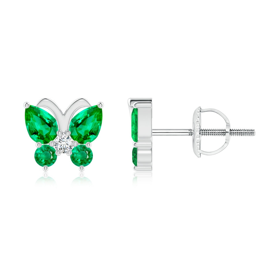 Emerald Butterfly Stud Earrings with Diamond