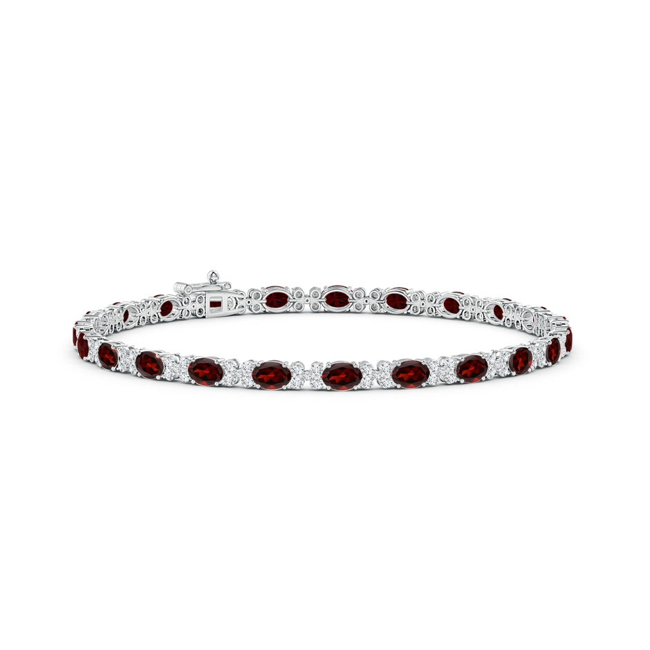 Oval Garnet Tennis Bracelet with Diamonds