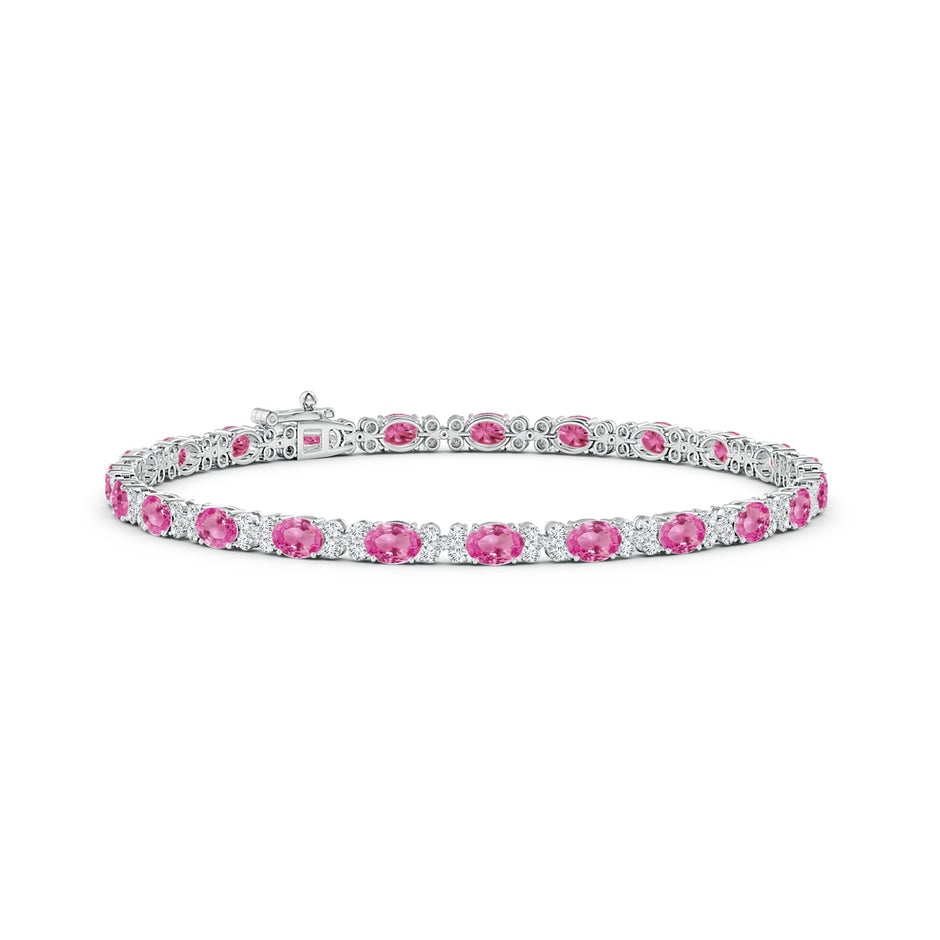 Oval Pink Sapphire Tennis Bracelet with Diamonds