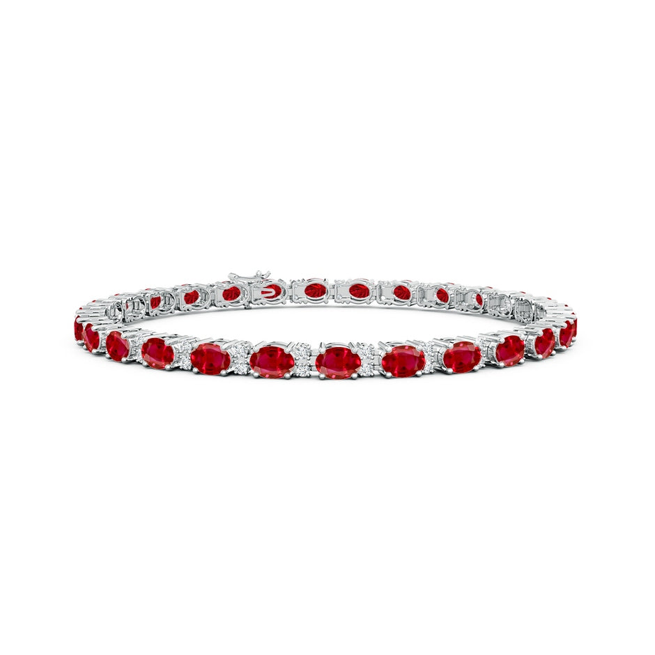 Classic Oval Ruby and Diamond Tennis Bracelet