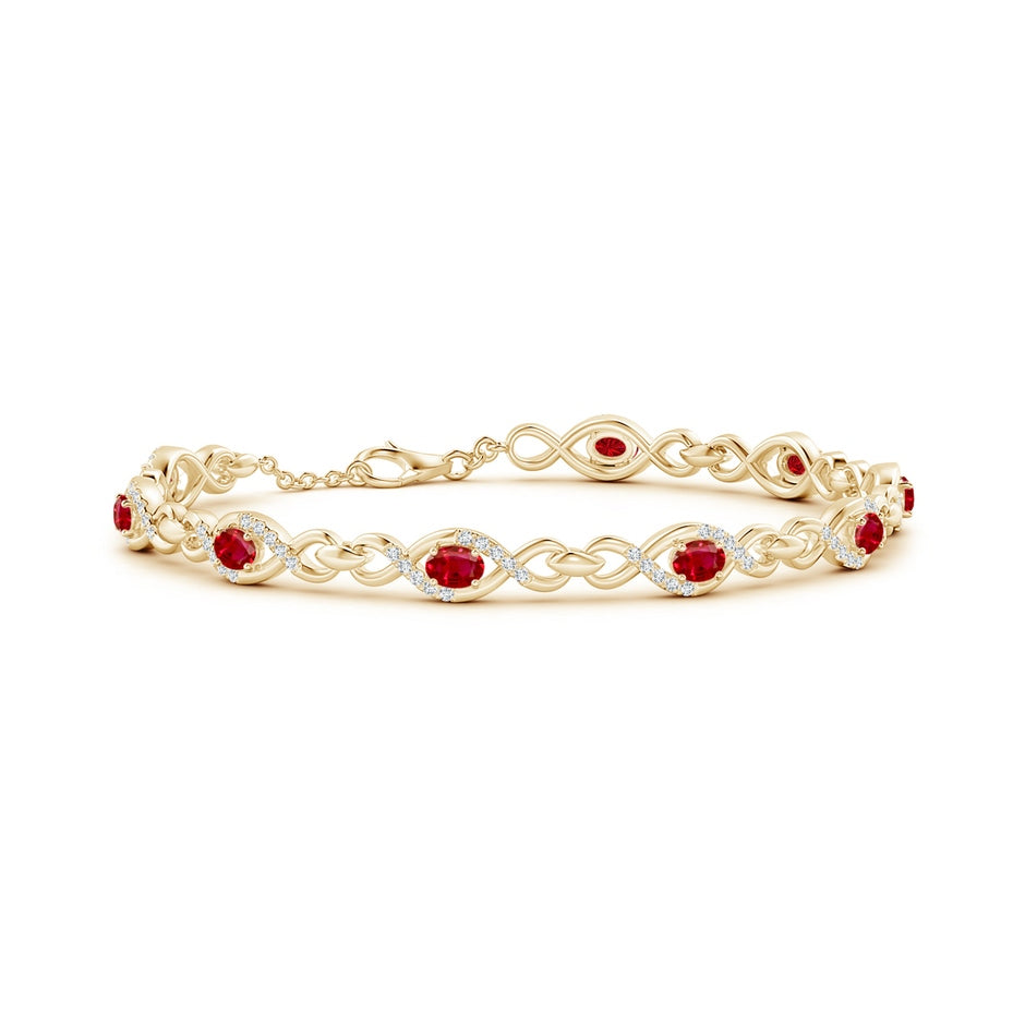 Oval Ruby Infinity Link Bracelet with Diamonds