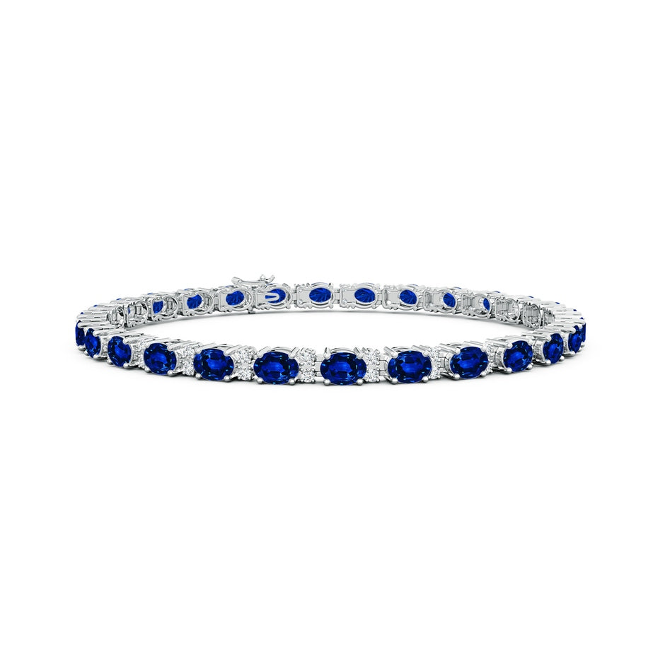 Lab-Grown Classic Oval Blue Sapphire and Lab Diamond Tennis Bracelet