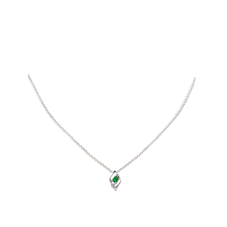Shell Style Oval Emerald and Diamond Pendant