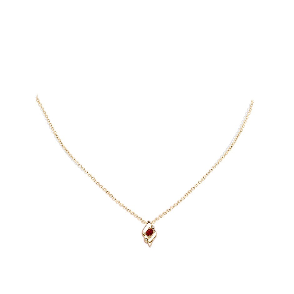 Shell Style Oval Ruby and Diamond Pendant