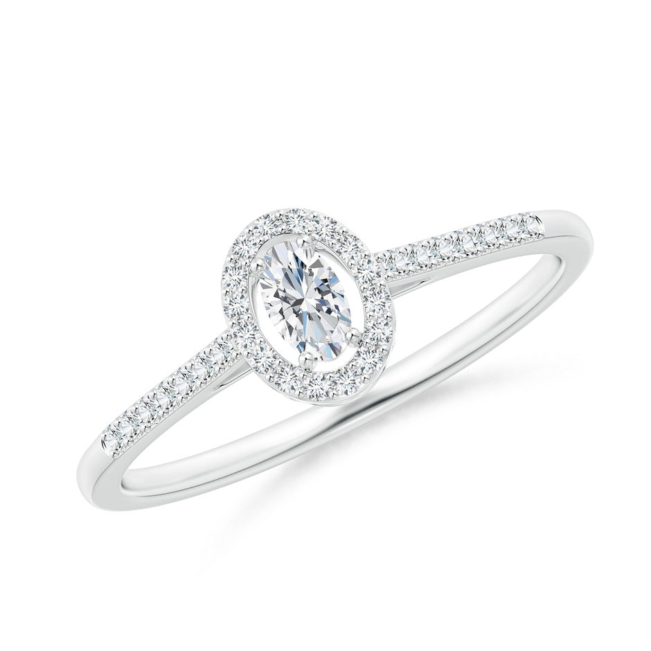 Oval Diamond Halo Engagement Ring with Accents