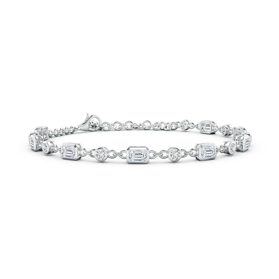 Emerald-Cut and Round Diamond Station Bracelet