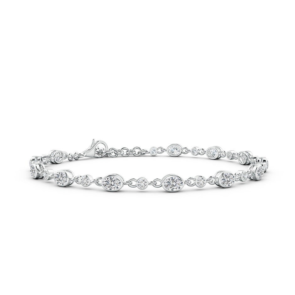 Alternating Oval and Round Diamond Tennis Bracelet