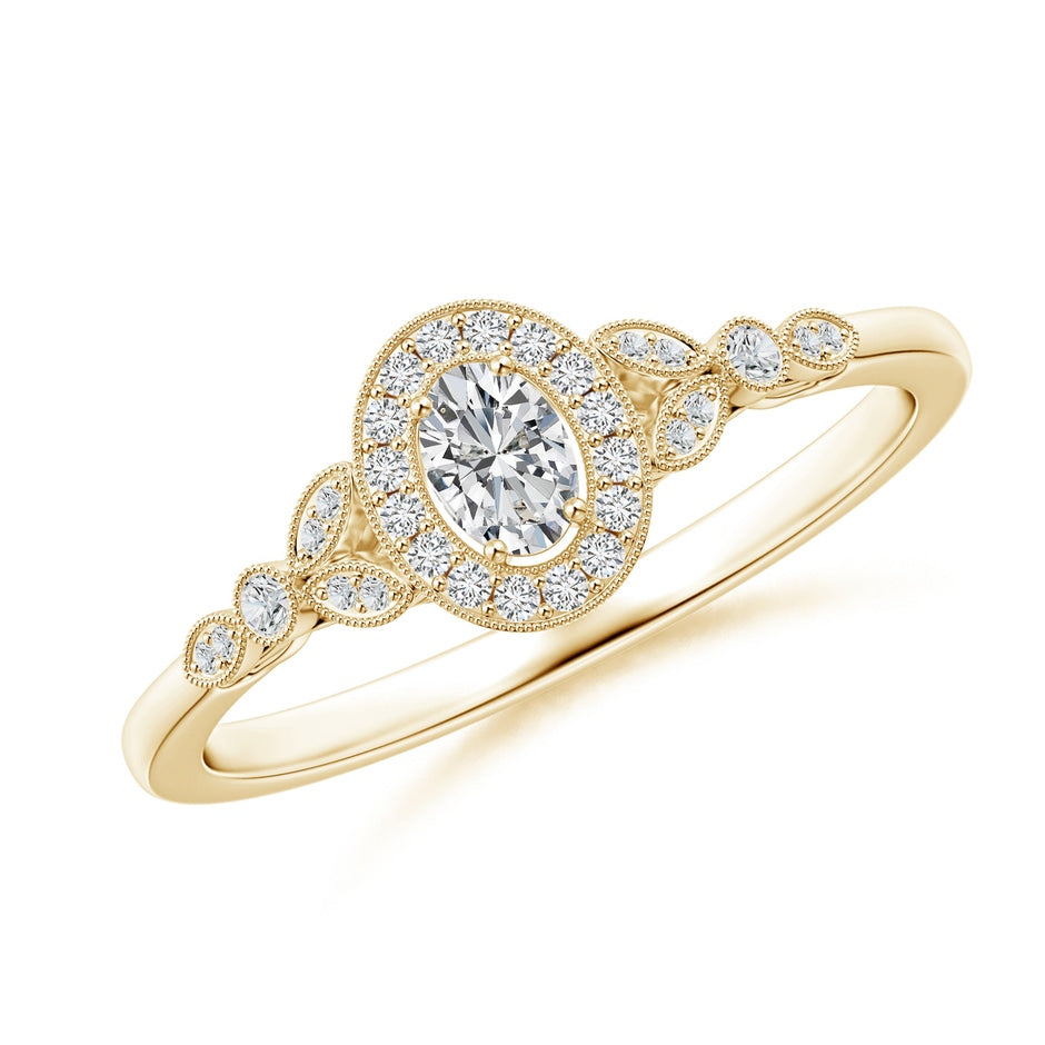 Vintage Inspired Oval Diamond Halo Engagement Ring