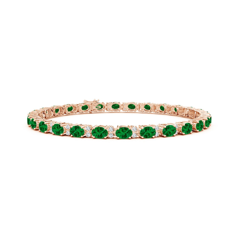 Lab-Grown Classic Oval Emerald and Lab Diamond Tennis Bracelet
