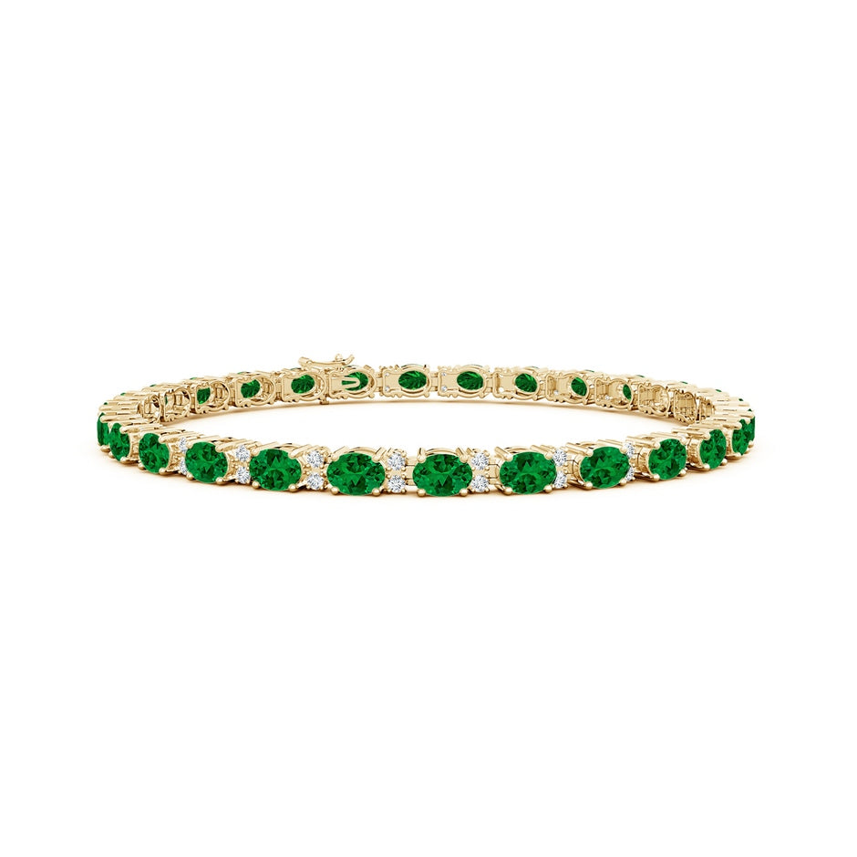 Lab-Grown Classic Oval Emerald and Lab Diamond Tennis Bracelet