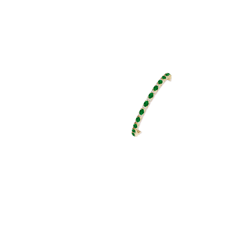 Lab-Grown Classic Oval Emerald and Lab Diamond Tennis Bracelet