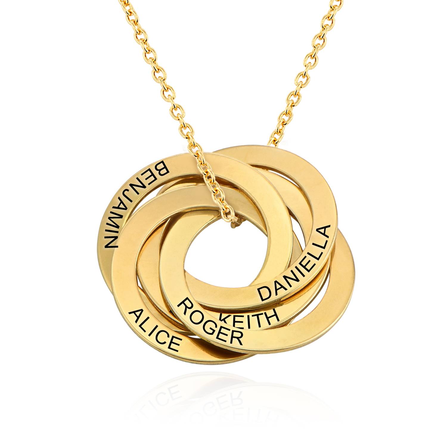 Russian Ring Necklace with 5 Rings in Gold Plating
