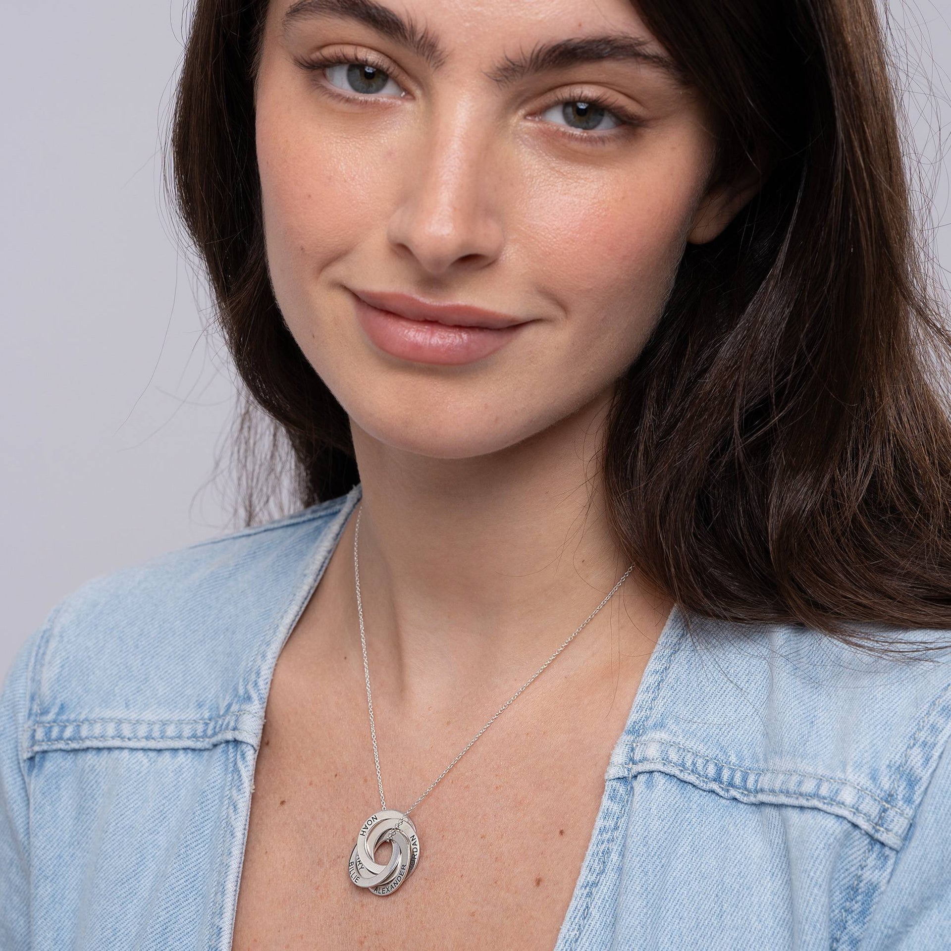 Russian Ring Necklace with 5 Rings in Silver