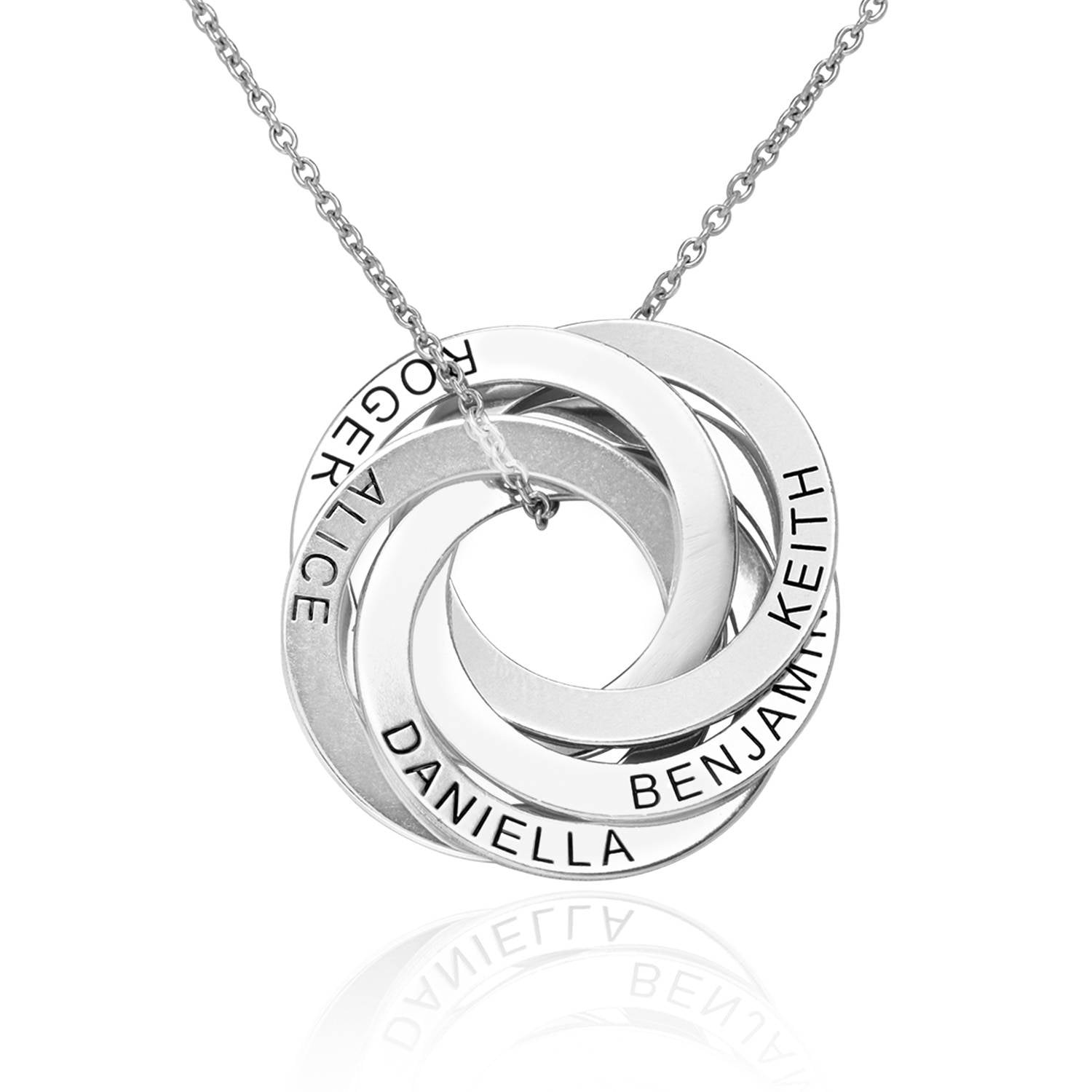Russian Ring Necklace with 5 Rings in Silver