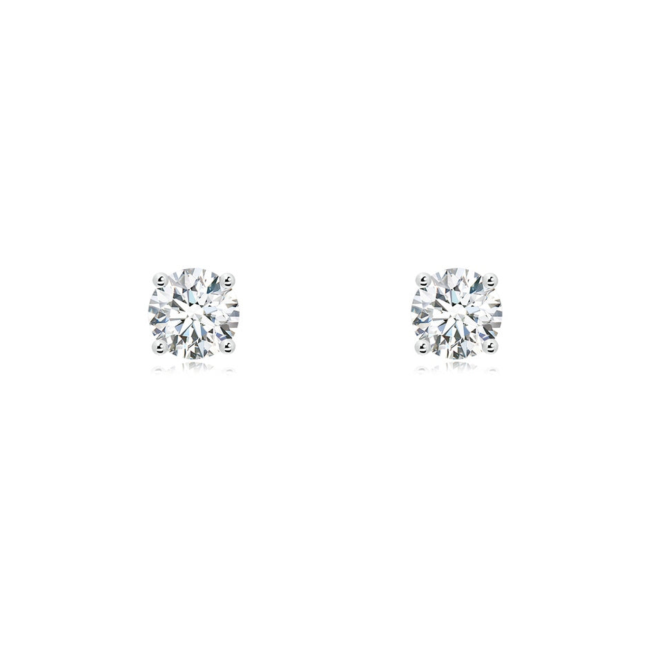 Lab-Grown Basket-Set Solitaire Diamond Stud Earrings