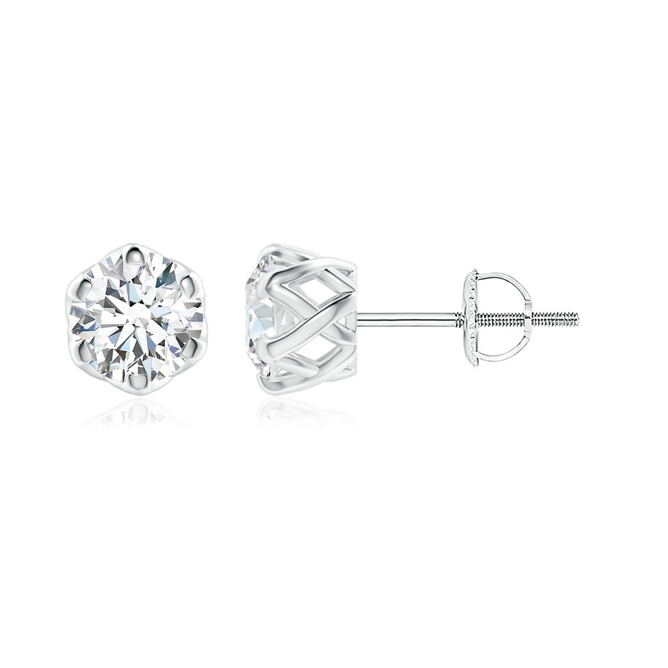 Lab-Grown Six Prong-Set Diamond Solitaire Filigree Stud Earrings