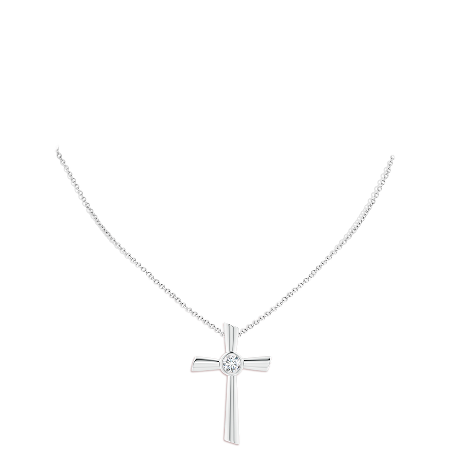 Bezel-Set Solitaire Round Lab-Grown Diamond Cross Pendant