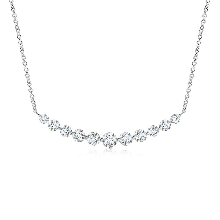 Lab-Grown Contemporary Round Diamond Journey Pendant Necklace
