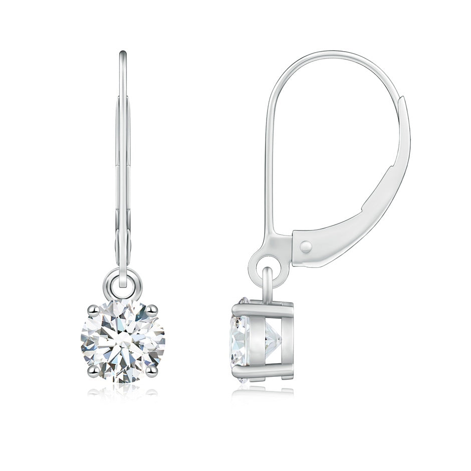 Lab-Grown Round Diamond Leverback Earrings