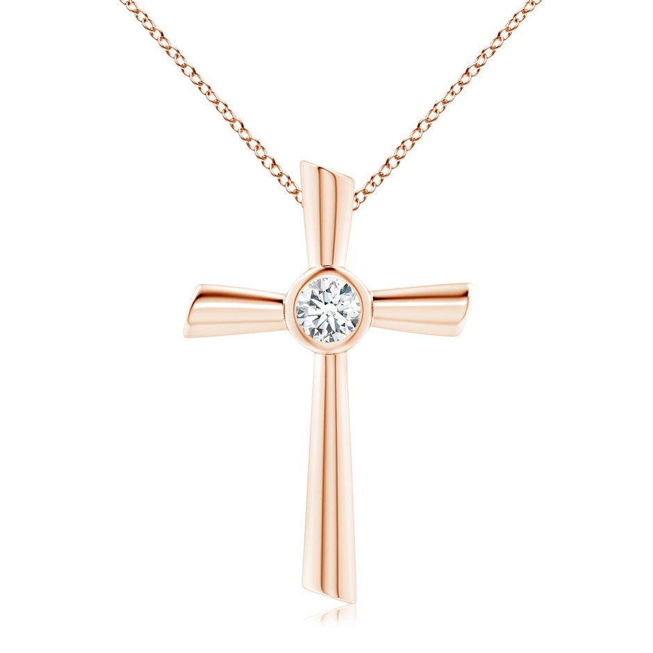 Bezel-Set Solitaire Round Diamond Cross Pendant