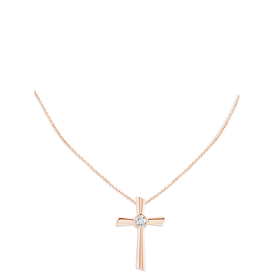 Bezel-Set Solitaire Round Diamond Cross Pendant