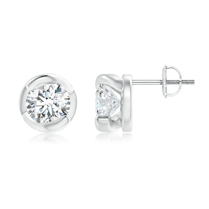 Lab-Grown Spiral-Framed Diamond Solitaire Stud Earrings