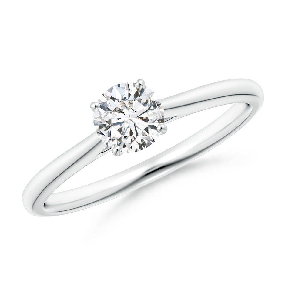 Round Diamond Tapered Cathedral Solitaire Engagement Ring