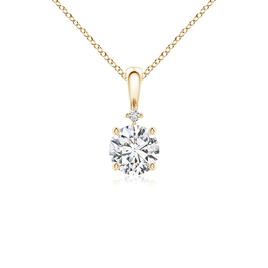 Round Diamond Solitaire Pendant with Accent
